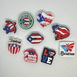 Puerto Rico Boricua Latino Shoe Charms – Cultural Theme – Set #1 –9 Pieces –NWOT